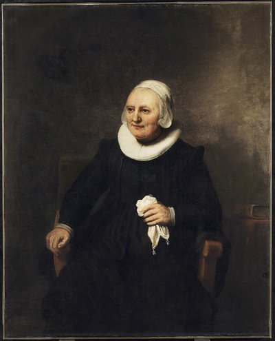 Porträt einer sitzenden Frau mit einem Taschentuch von studio of Rembrandt Harmensz. van Rijn